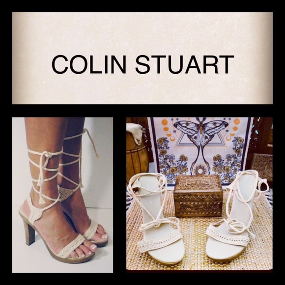 Colin Stuart Shoes - 🪶COLIN STUART Boho Wood Heel Crochet Lace-Up Sandals-8.5